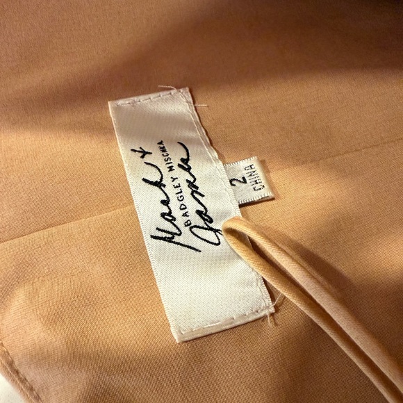 Mark + James by Badgley Mischka Organza One-Shoulder Tan Ruffle Dress - Picture 5 of 11